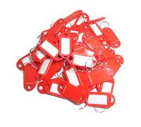 TOOLSTAR Etichette per chiavi, 100 pezzi, etichette identificative in plastica, etichette per chiavi, etichette con portachiavi, per bagagli, animali domestici, etichette per memory stick (rosso)