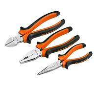 Toolstek WOKIN - Set di 3 pinze resistenti con becco lungo 15,2 cm, diagonale da 15,2 cm, pinze combinate isolate da 17,8 cm, impugnatura morbida, strumenti combinati per cavi