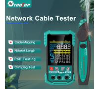 TOOLTOP Tester per cavi di rete multifunzionale da 3,2 pollici 400M Misura la lunghezza del cavo Mappatura del cavo LAN Test POE Multimetro NCV 2 in1