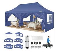 TOOLUCK Barnum - Gazebo pieghevole, 3 x 6 m, 3 x 6 cm, impermeabile, professionale, tenda di ricezione con 6 pareti laterali, gazebo per raggi UV, 50 +