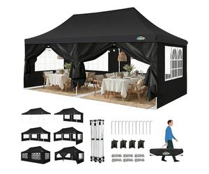 TOOLUCK Barnum - Gazebo pieghevole, 3 x 6 m, 3 x 6 cm, impermeabile, professionale, tenda di ricezione con 6 pareti laterali, gazebo per raggi UV, 50 +