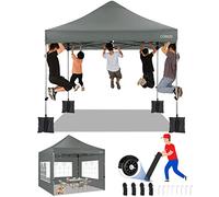 Tooluck Gazebo 3x3m Pieghevole Impermeabile con 4 Pareti, Gazebo da Giardino Anti-UV 50+ Gazebo Esterno Resistente Tenda Chiuso per Mercato, Feste, Tendone con Borsa a Ruote, Grigio (Meglio Antivento)