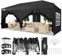 TOOLUCK Gazebo 3x5.5m Gazebo da Giardino Impermeabile Tenda da Giardino Pieghevole con 6 Pareti Laterali per Spiagge Picnic Festa Matrimonio Terrazza Festa Mercato, Nero