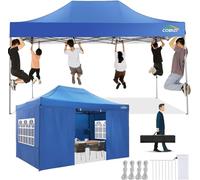 TOOLUCK Gazebo Pieghevole 3 x 4.5 Impermeabile, Stabile, Resistente All'inverno 2.0, Per Esterni, Pieghevole, Protezione dai Raggi UV, Regolabile in Altezza, Tenda Per Festei, Blu