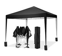 TOOLUCK Gazebo pieghevole da giardino, 3 x 3 m, impermeabile, stabile, con 4 sacchi di sabbia, regolabile in altezza, colore nero