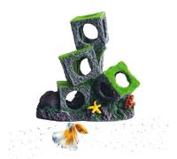 Toolzia 3 decorazioni per acquario in pietra impilata, 17,5 cm, rifugio per pesci rossi Betta per allevare il riposo del gioco, decorazione acquatica per acquario (muschio)