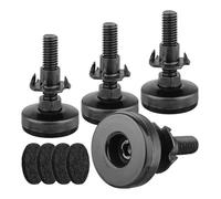 Toolzia - Piedini regolabili per livellamento, 4 pezzi, 3/8"-16 fili, resistenti, regolabili, per mobili e tavoli, con bullone a T e 8 feltrini antiscivolo (nero)
