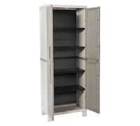 Toomax Armadio Wood Midi tuttopiani con 4 Ripiani, in plastica da Interni ed esterni, colore Grigio Tortora/Grigio Chiaro, dimensioni cm 65x37x165