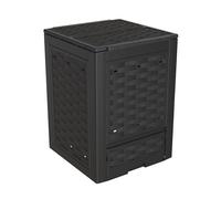 TOOMAX Composter da giardino Rattan 300L antracite, 60x60x83h cm, contenitore per compostaggio in plastica riciclata, resistente ai raggi uv, con coperchio e sportello per aerazione