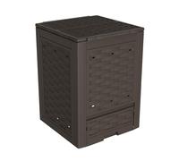 TOOMAX Composter Rattan marrone da giardino 300L effetto rattan 60x60x83h cm, contenitore per compostaggio in plastica riciclata, resistente ai raggi uv, con coperchio e sportello per aerazione