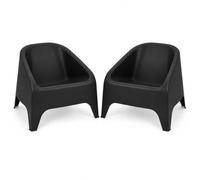 Toomax Kit 2 Poltrone Matera Antracite Scuro 75,5x78,5x67 cm, set di 2 poltrone da giardino con design ergonomico e moderno, in plastica riciclata ideale per uso interno ed esterno