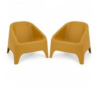 Toomax Kit 2 Poltrone Matera Giallo Ocra 75,5x78,5x67 cm, set di 2 poltrone da giardino con design ergonomico e moderno, in plastica riciclata ideale per uso interno ed esterno
