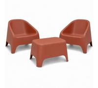 Toomax Kit 2 Poltrone Matera + Tavolino Petra Terracotta, set da giardino con 2 poltrone (75,5x78,5x67 cm) e tavolino con vano da 21 litri, in plastica riciclata per interno ed esterno
