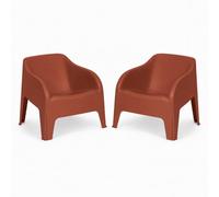 Toomax Kit 2 Poltrone Petra Terracotta 79x76,5x70 cm, set di 2 poltrone moderne da giardino impilabili in resina di polipropilene resistente ai raggi UV, ideali per uso esterno