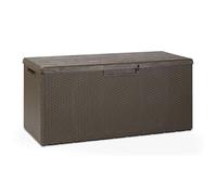 Toomax baule multibox portofino da esterni con seduta, 340 litri, effetto legno, colore marrone, dimensioni cm 123,7x54,5x56,2h.