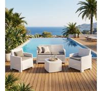 TOOMAX Salotto da Giardino con Divano 2 Posti 2 Poltrone Rattan PE Bianco Como