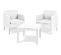 SALOTTINO SET RATTAN MATILDE ANTRACITE TAVOLO + 2 POLTRONE BIANCO