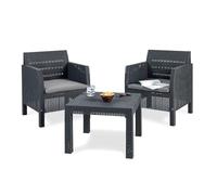 SALOTTINO SET RATTAN MATILDE ANTRACITE TAVOLO + 2 POLTRONE ANTRACITE