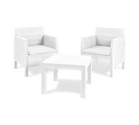 SALOTTINO SET RATTAN MATILDE ANTRACITE TAVOLO + 2 POLTRONE BIANCO