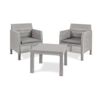 Toomax Set Salotto da giardino Matilde 2 posti grigio talpa, in plastica resistente effetto rattan, 2 poltrone con schienale ergonomico e 1 tavolino, ideale per spazi esterni