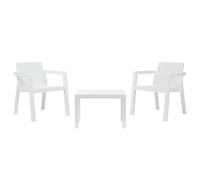 Toomax Set Salotto da giardino Riviera 2 posti bianco, in plastica resistente effetto juta, 2 poltrone con schienale ergonomico e 1 tavolino, ideale per spazi esterni