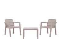 Toomax Set Salotto da giardino Riviera 2 posti grigio tortora, in polipropilene effetto juta, 2 poltrone con schienale ergonomico e tavolo, resistente ai raggi uv, ideale per terrazzi e spazi esterni