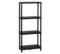 Toomax Universal 63-4 Scaffale salvaspazio a 4 ripiani in plastica resistente nera 60x30x138h cm, struttura componibile da garage, cucina o esterno, ideale per organizzare attrezzi e utensili
