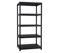 Toomax Universal 96-5 Scaffale salvaspazio a 5 ripiani in plastica resistente nera 90x60x180h cm, struttura componibile per garage, cucina o esterno, ideale per organizzare attrezzi e utensili