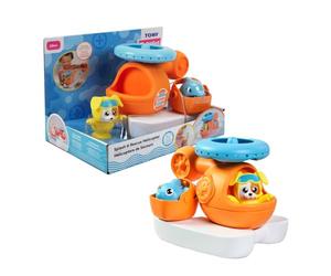 Toomies E73305C Splash & Rescue Elicottero Acqua Spinning Bath Giocattolo Galleggiante con Pilota Squirting - Secchio di salvataggio e delfino con azione versante - Adatto a partire dai 12 mesi
