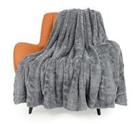 TOONOW Fuzzy Blanket - Coperta comoda in finta pelliccia, extra morbida, su entrambi i lati, soffice, calda coperta per divano e letto, 130 x 170 cm (grigio chiaro)