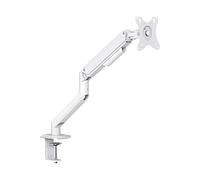 TOOQ DB4032TNR-W - Supporto da tavolo girevole e inclinabile a braccio singolo da 17"-32" pollici, regolabile e regolabile con meccanismo a molla, bianco