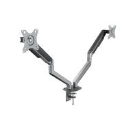 TOOQ DB4132TNR-G - Supporto da tavolo a due bracci, regolabile e inclinabile per schermi da 17"-32" pollici, regolabile e orientabile con meccanismo a molla, grigio/nero