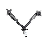 TOOQ DB5132TNR-B - Supporto da tavolo girevole e inclinabile a due bracci per 2 schermi da 17"-32", regolabile e regolabile con meccanismo a molla, nero