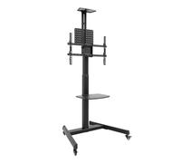 TOOQ FS1184M-B - “COMETA” Supporto da Pavimento con Ruote e Regolazione in Altezza per Schermi da 37"-70", Rotazione 90°, Nero