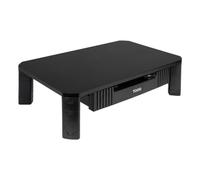 TooQ Soporte Elevatore Multiuso con Cassetto per Monitor/Portatile, MDF Nero, 480x300x130 mm, 20 kg