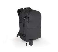 TooQ TQBP-V101-BK - Zaino da viaggio con compressione sottovuoto e pompa d’aria, resistente all’acqua, scomparti per laptop e sicurezza con lucchetto, Nero