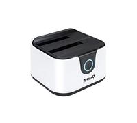 TOOQ TQDS-802BW - Base di connessione Docking Station con doppio alloggiamento SATA per dischi da 2.5" e 3.5", USB 3.0 e USB 2.0 HOST, funzione CLONE offline, colore bianco