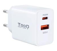 TooQ TQWC-2SC04WT Caricatore da muro doppio USB-C/USB 2.0 bianco