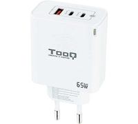 TOOQ TQWC-GANQC2PD65WT - Caricatore da parete a 3 porte con tecnologia GaN, 2 porte USB-C PD e 1 porta USB-A QC da 65 W, colore bianco