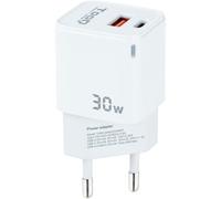 TooQ TQWC-GANQCPD30WT Caricatore da muro doppio USB-C/USB 2.0 30W Bianco