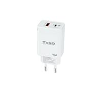 TooQ TQWC-GANQCPD45WT Caricatore da muro doppio USB-C/USB 2.0 45W Bianco