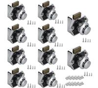 TOOSOAR 10 Pezzi Pulsante Chiusura a Scatto,con Vite e Piastra di Riscontro,Per Porta, Armadio, Camper, Yacht, Nave (Cromo)