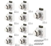 TOOSOAR 10 Pezzi Pulsante Chiusura a Scatto,con Vite e Piastra di Riscontro,per Porta, Armadio, Camper, Yacht, Nave (Bianco)