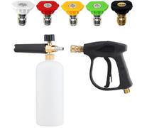 TOOSOAR 4000 PSI Pistola per Idropulitrice per Attacco Rapido, con Erogatore di Sapone da 1 Litro, con 5 Ugelli Spray Intercambiabili, Adattatore Compatibile con Karcher, per Autolavaggi