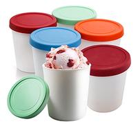 TOOSOAR Set di 6 Coppette Gelato, 250ML Vaschetta per Gelato con Coperchi in Silicone, per la Conservazione di Gelato Fatto in Casa, Sorbetto