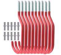 TooTaci 10pz Ganci per Bici Ganci di stoccaggio Biciclette Pesanti Set,Gancio Montato con Bulloni in Plastica Soffitto a Parete Montato per Stoccaggio, rosso