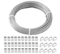 TooTaci Corda metallica da 3 mm, corda in acciaio inossidabile da 30 m/3 mm