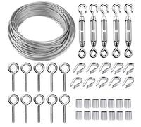 TooTaci Kit Cavo Acciaio 2mm Rivestito 30M, con Tenditore Acciaio M5 e Accessori - Fune Metallica per Giardino, Recinzioni, Piante Rampicanti, Lampade, Tende, Filo Stendibiancheria