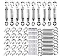 TooTaci Kit di Tenditori per Funi Metalliche per Cavi da 2 mm, Tenditore Acciaio Inox 304, 10 pezzi M5 Tenditore Gancio, 20 pezzi di Occhielli a Vite, 20 pezzi di Ditali, 40 pezzi di Manicotti