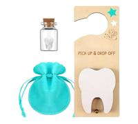 Tooth Fairy Door Hanger & Holder,Velvet Pouch Keepsake Container for Lost Milk Teeth, Door Hanger with Money Slot, Pick up and Drop Off, Dreamy Atmosphere,Best Wishes for Children